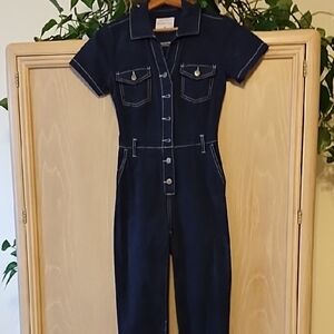 Celebrity Pink Dark Blue Denim Jumpsuit